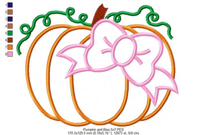 Pumpkin and Bow - Applique