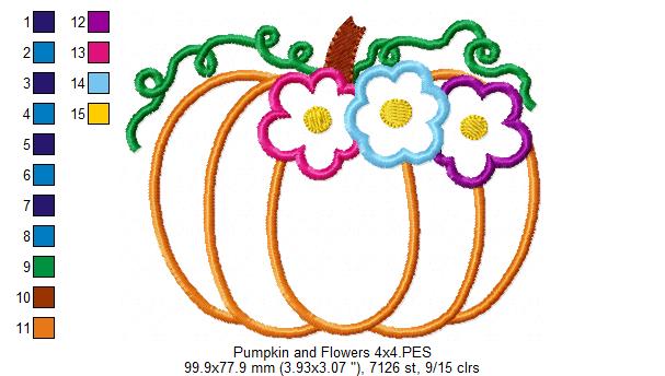 Pumpkin and Flowers - Applique