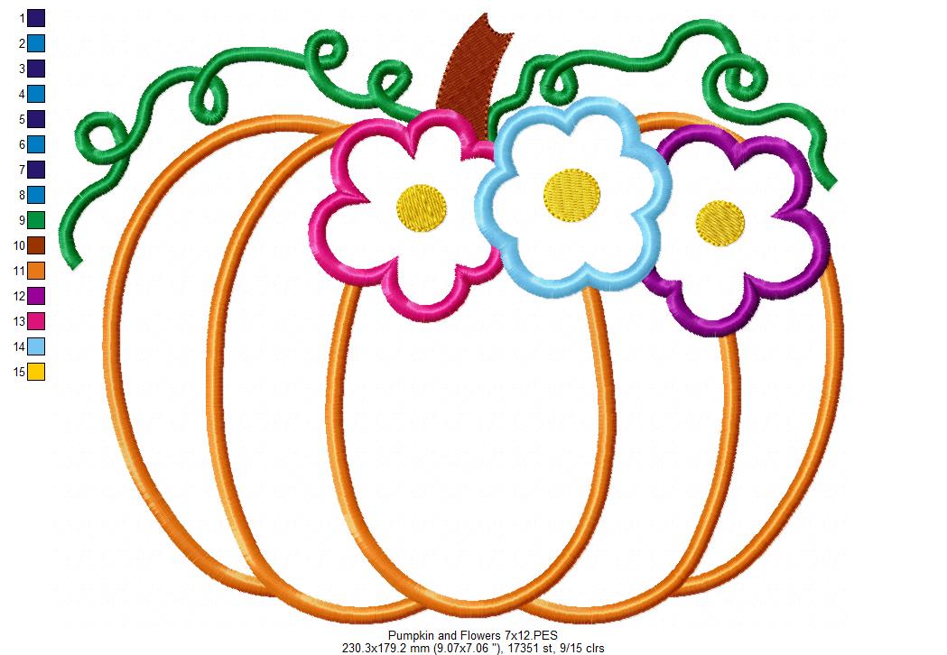 Pumpkin and Flowers - Applique