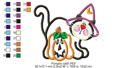 Halloween Cat with Hat - Applique