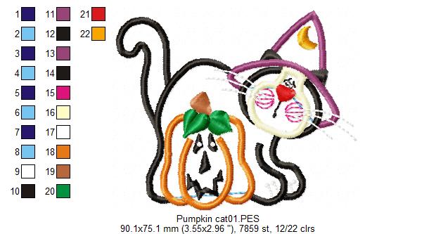 Halloween Cat with Hat - Applique