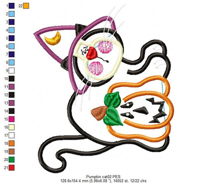 Halloween Cat with Hat - Applique