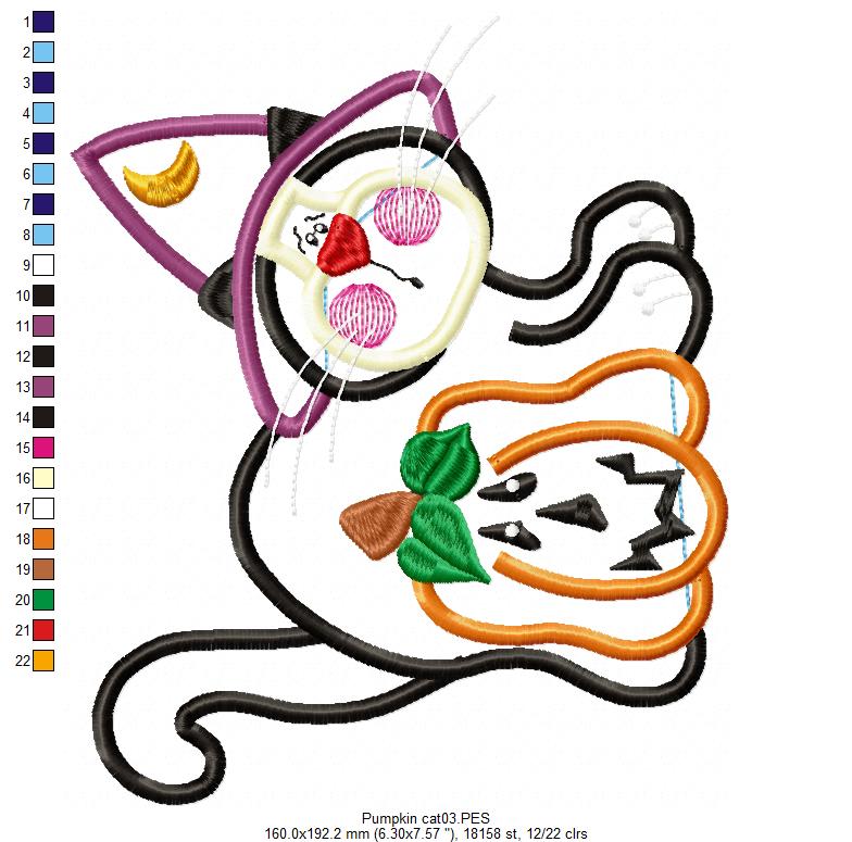 Halloween Cat with Hat - Applique