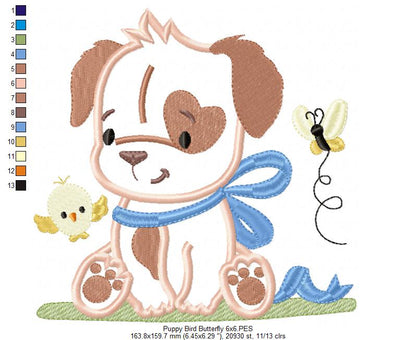 Puppy Boy, Bird and Butterfly - Applique