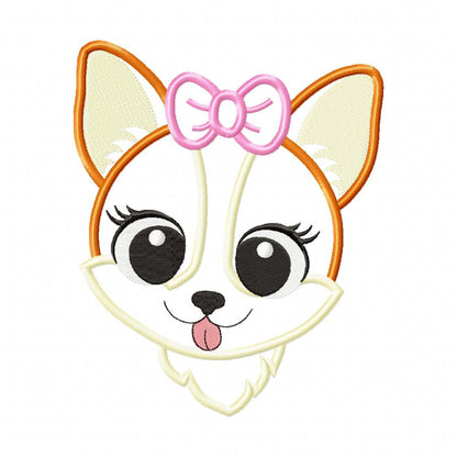 Corgi Dog Girl Puppy - Applique - Machine Embroidery Design