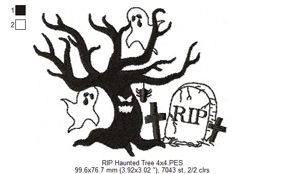 RIP Haunted Tree - Fill Stitch Embroidery