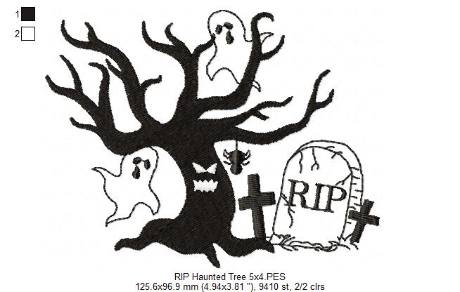 RIP Haunted Tree - Fill Stitch Embroidery
