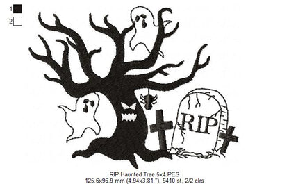 RIP Haunted Tree - Fill Stitch Embroidery