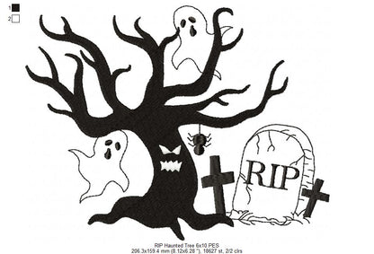 RIP Haunted Tree - Fill Stitch Embroidery