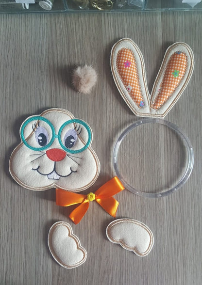 Easter Bunny Dish Cloth Hanger - ITH Project - Machine Embroidery Design