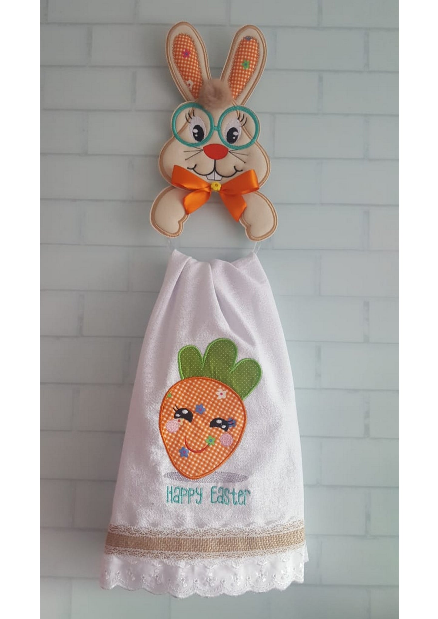 Easter Bunny Dish Cloth Hanger - ITH Project - Machine Embroidery Design