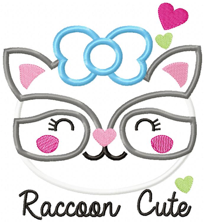 Adorable Raccoon Sweet Face – Appliqué - Machine Embroidery Design