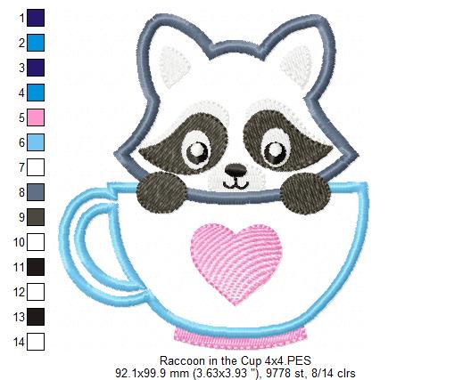 Raccon in the Cup - Applique