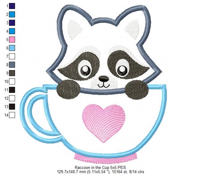 Raccon in the Cup - Applique