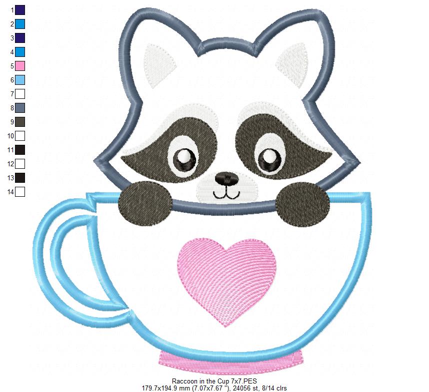 Raccon in the Cup - Applique