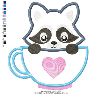 Raccon in the Cup - Applique