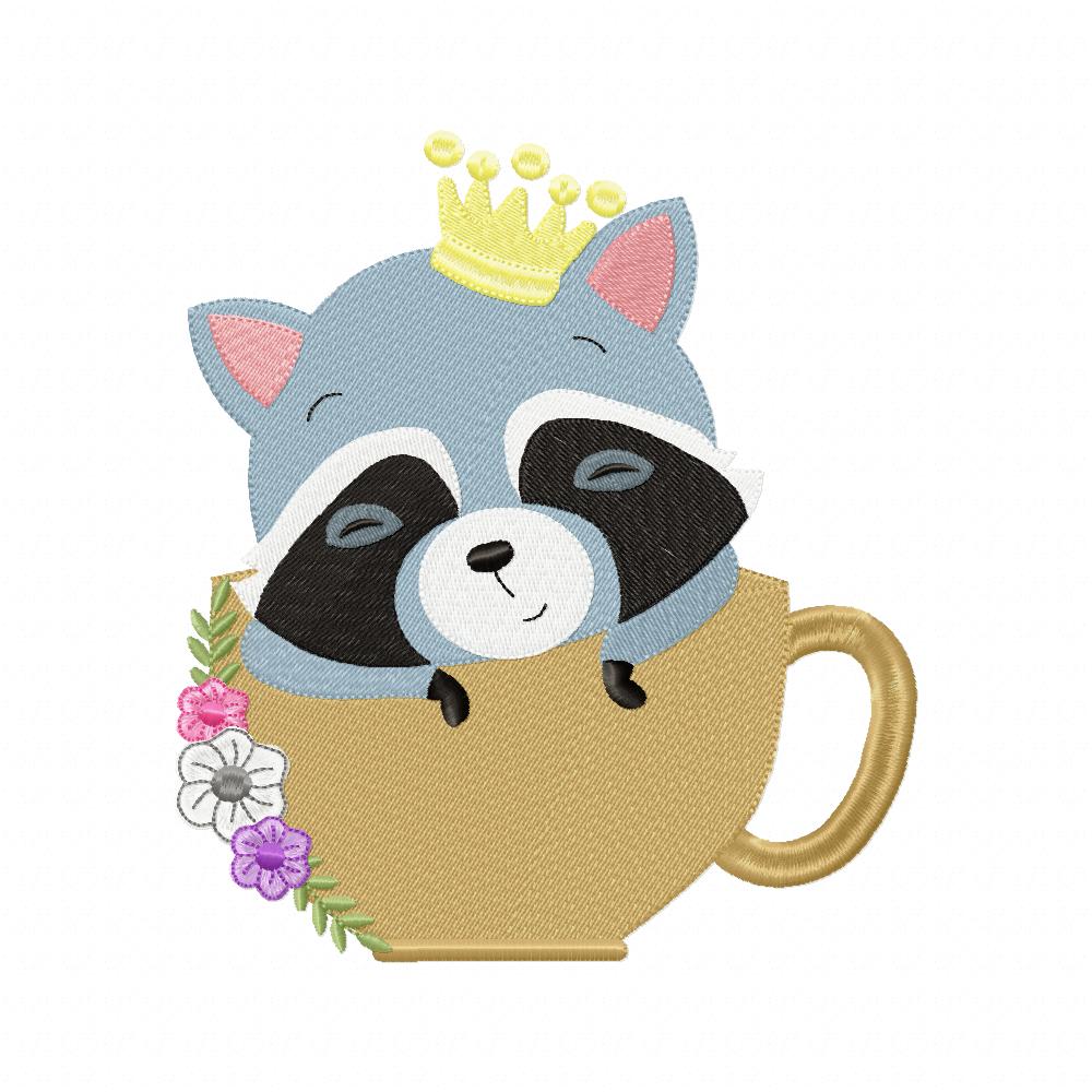 Prince Raccoon in the Cup - Fill Stitch