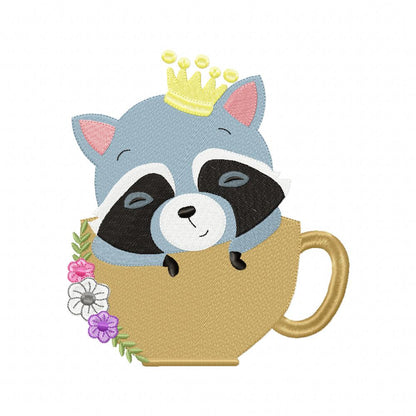 Prince Raccoon in the Cup - Fill Stitch