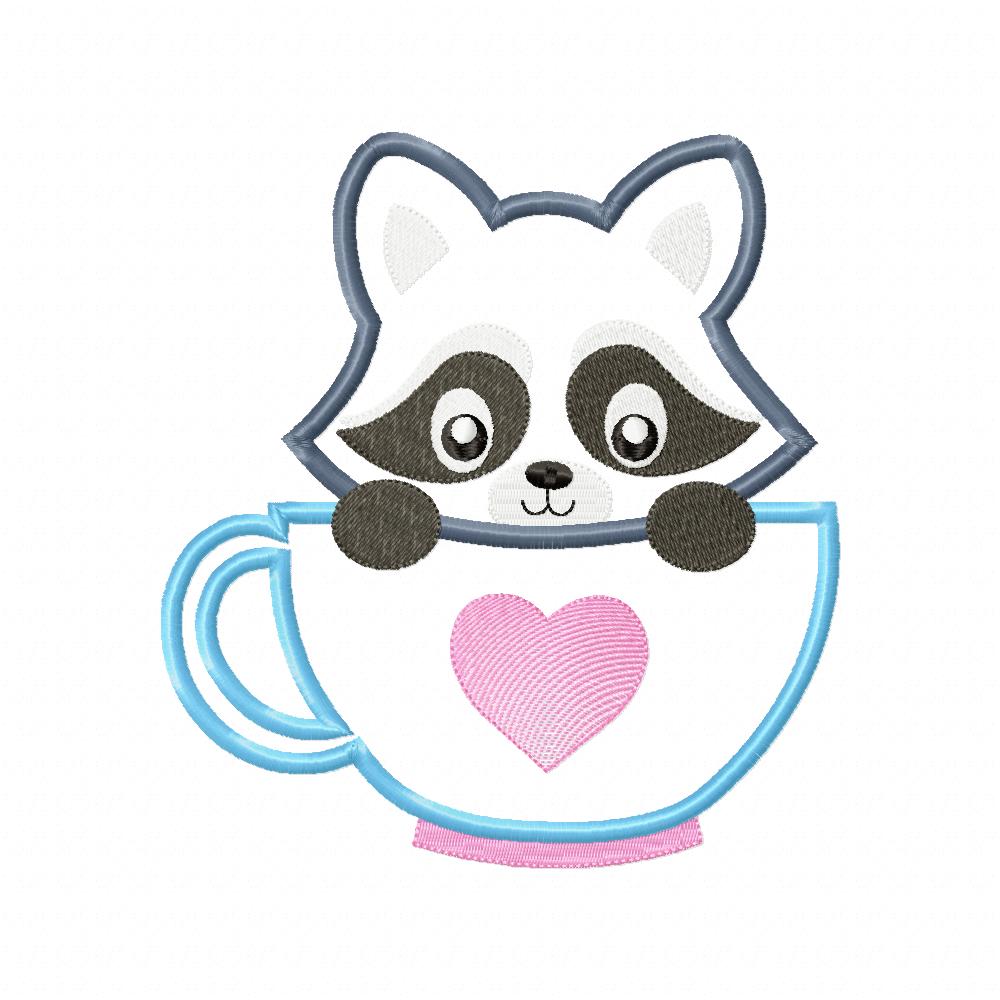 Raccon in the Cup - Applique