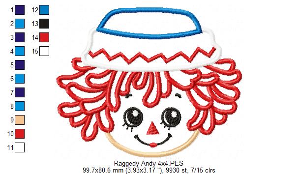 Raggedy Andy Face - Applique