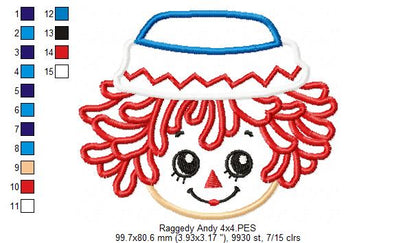 Raggedy Andy Face - Applique