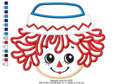 Raggedy Andy Face - Applique