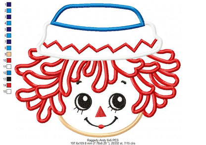 Raggedy Andy Face - Applique