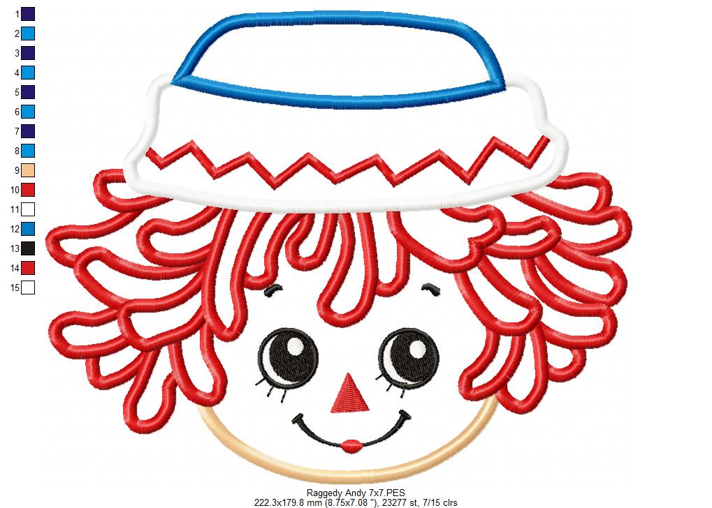 Raggedy Andy Face - Applique