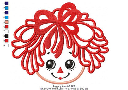Raggedy Ann Face - Applique