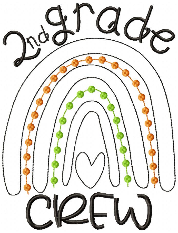 Rainbow 2nd Grade Crew - Satin and Bean Stitch Applique - Set of 2 designs