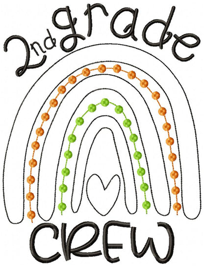 Rainbow Pre-K to 6th Grade Crew - Satin and Bean Stitch Applique - Set of 16 designs