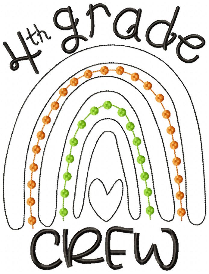 Rainbow 4th Grade Crew - Satin and Bean Stitch Applique - Set of 2 designs