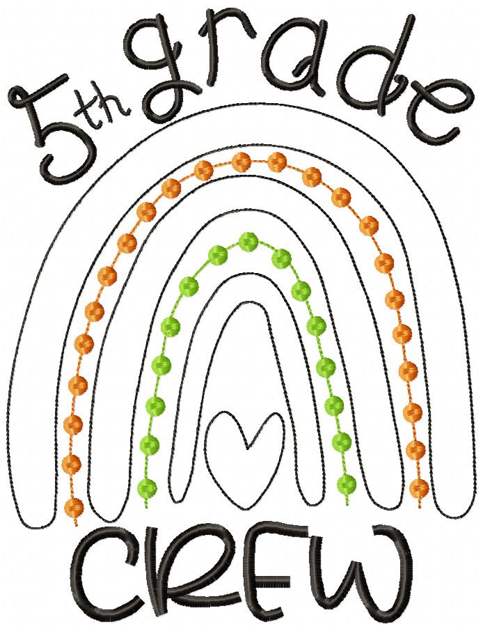 Rainbow Pre-K to 6th Grade Crew - Satin and Bean Stitch Applique - Set of 16 designs