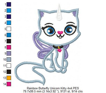 Felicity Unicorn Kitty - Appliqué – Machine Embroidery Design