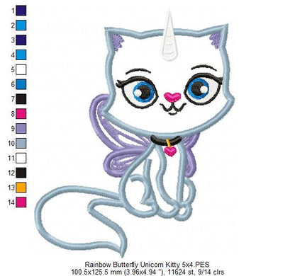 Felicity Unicorn Kitty - Appliqué – Machine Embroidery Design