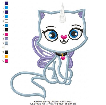 Felicity Unicorn Kitty - Appliqué – Machine Embroidery Design