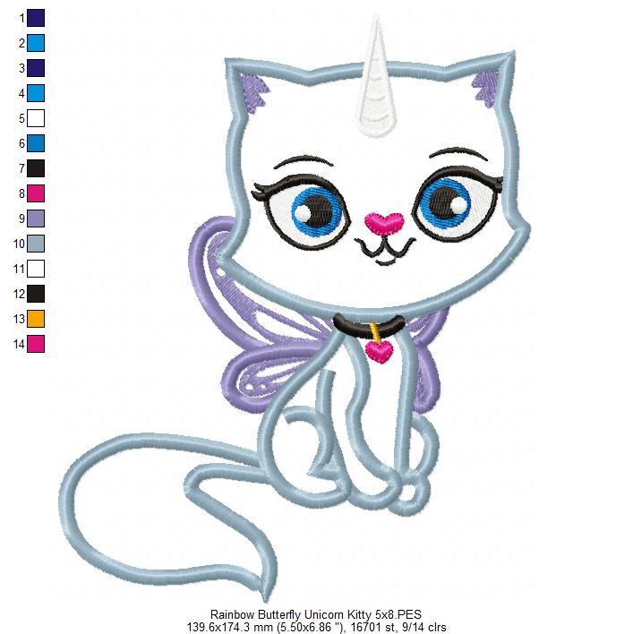 Felicity Unicorn Kitty - Appliqué – Machine Embroidery Design