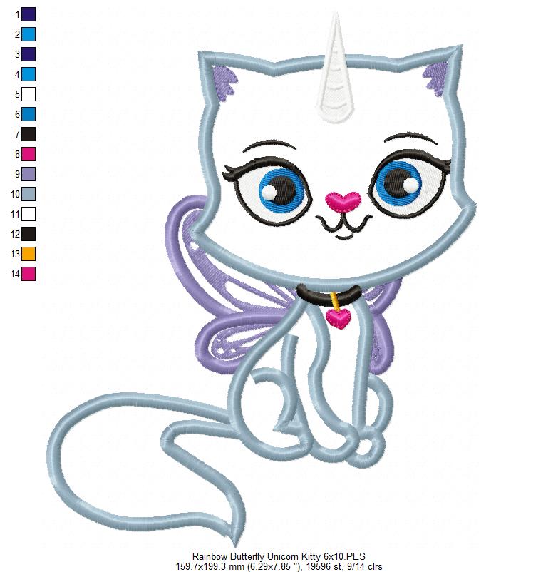 Felicity Unicorn Kitty - Appliqué – Machine Embroidery Design