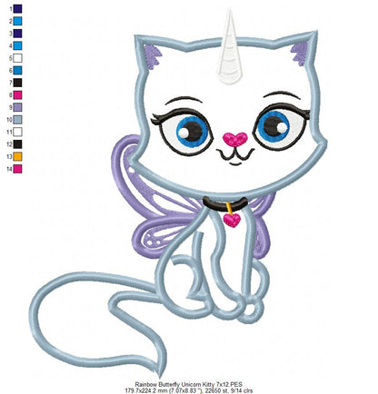 Felicity Unicorn Kitty - Appliqué – Machine Embroidery Design