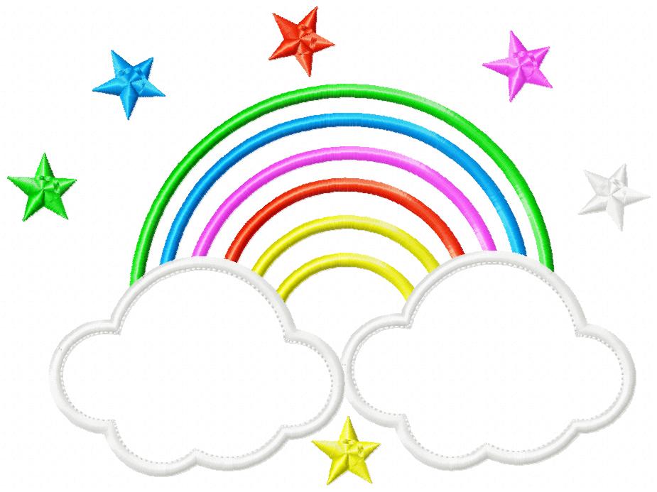Rainbow, Stars and Clouds - Applique Embroidery