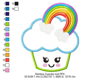 Rainbow Cupcake - Applique