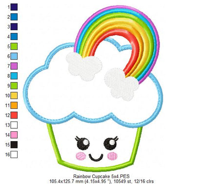 Rainbow Cupcake - Applique