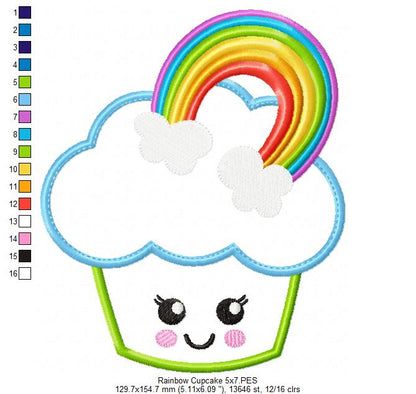 Rainbow Cupcake - Applique