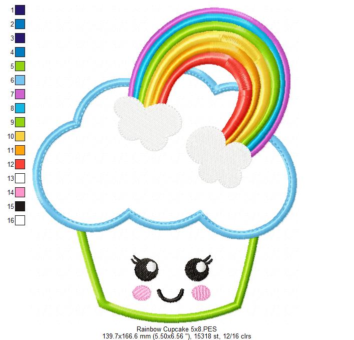 Rainbow Cupcake - Applique