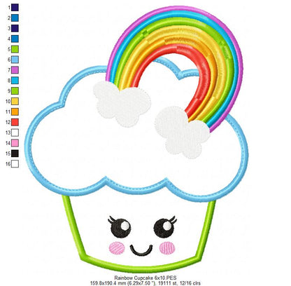Rainbow Cupcake - Applique