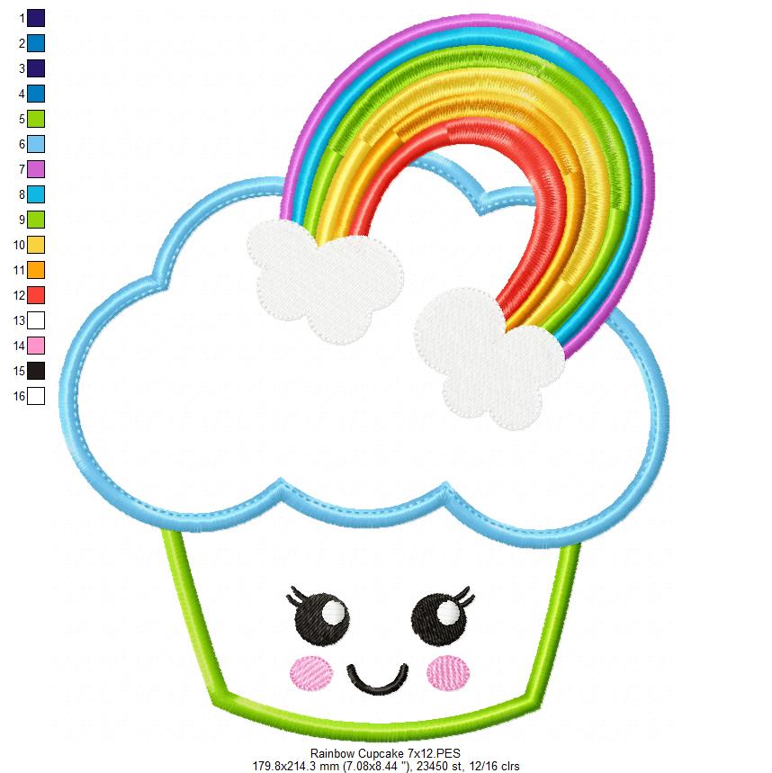 Rainbow Cupcake - Applique