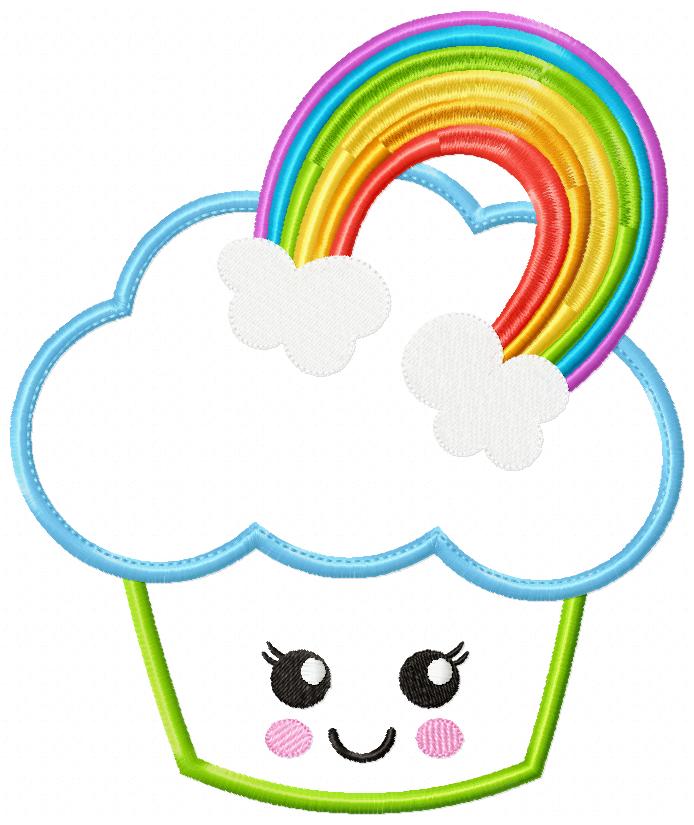 Rainbow Cupcake - Applique