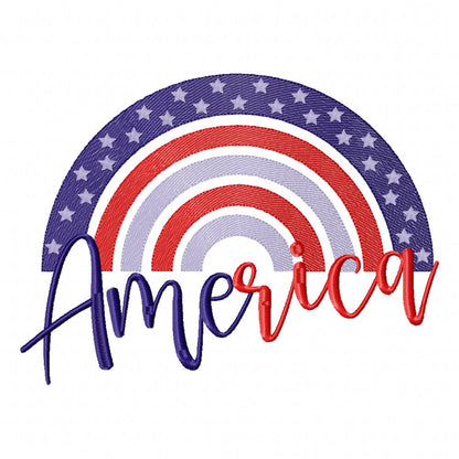 Rainbow American USA  Flag - Fill Stitch