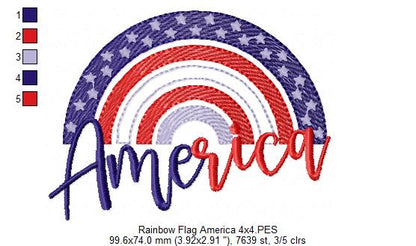 Rainbow American USA  Flag - Fill Stitch