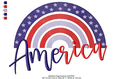 Rainbow American USA  Flag - Fill Stitch